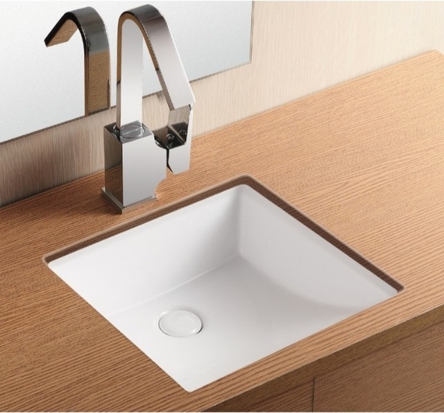 Sloped White Ceramic Square Under-Mount Sink by Caracalla - Modern ...